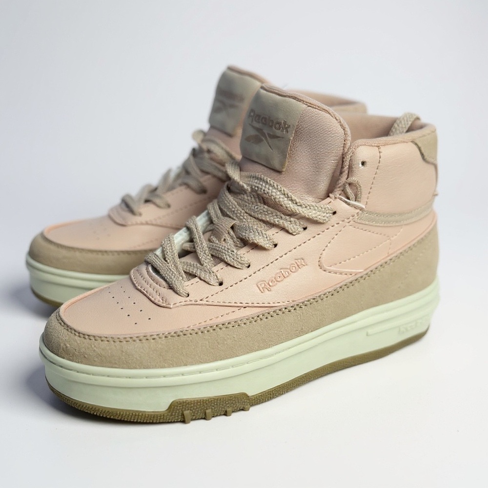 Reebok Club C Geo Mid Women's high-top platform sneakers blush pink sizE 7 NEW